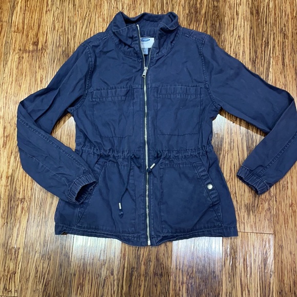 Old Navy blue twill safari field zip jacket size small - Picture 3 of 6
